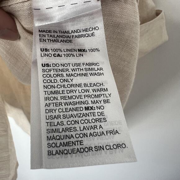 Chico's Shirt Womens 16 3 Beige 100% Linen No Iron Button Front 3/4 Sleeve - Picture 5 of 8